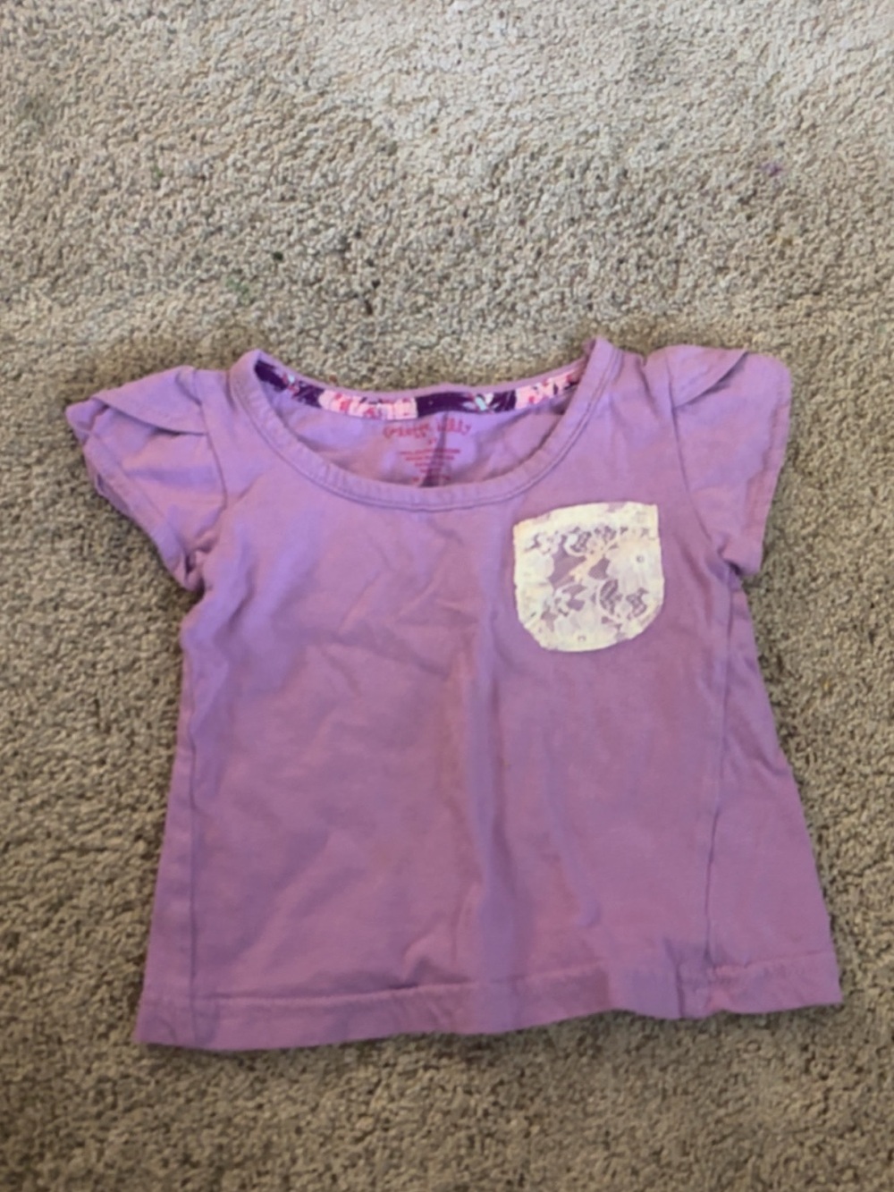 Purple baby tee with pocket, Size: 2T